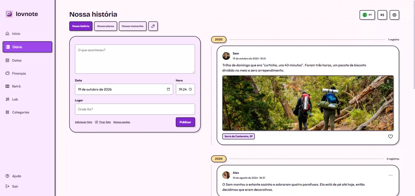 Nossa história: linha do tempo do casal por ano