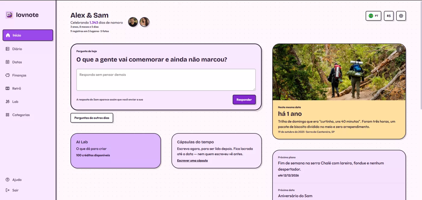 Início: pergunta do dia e uma lembrança que voltou